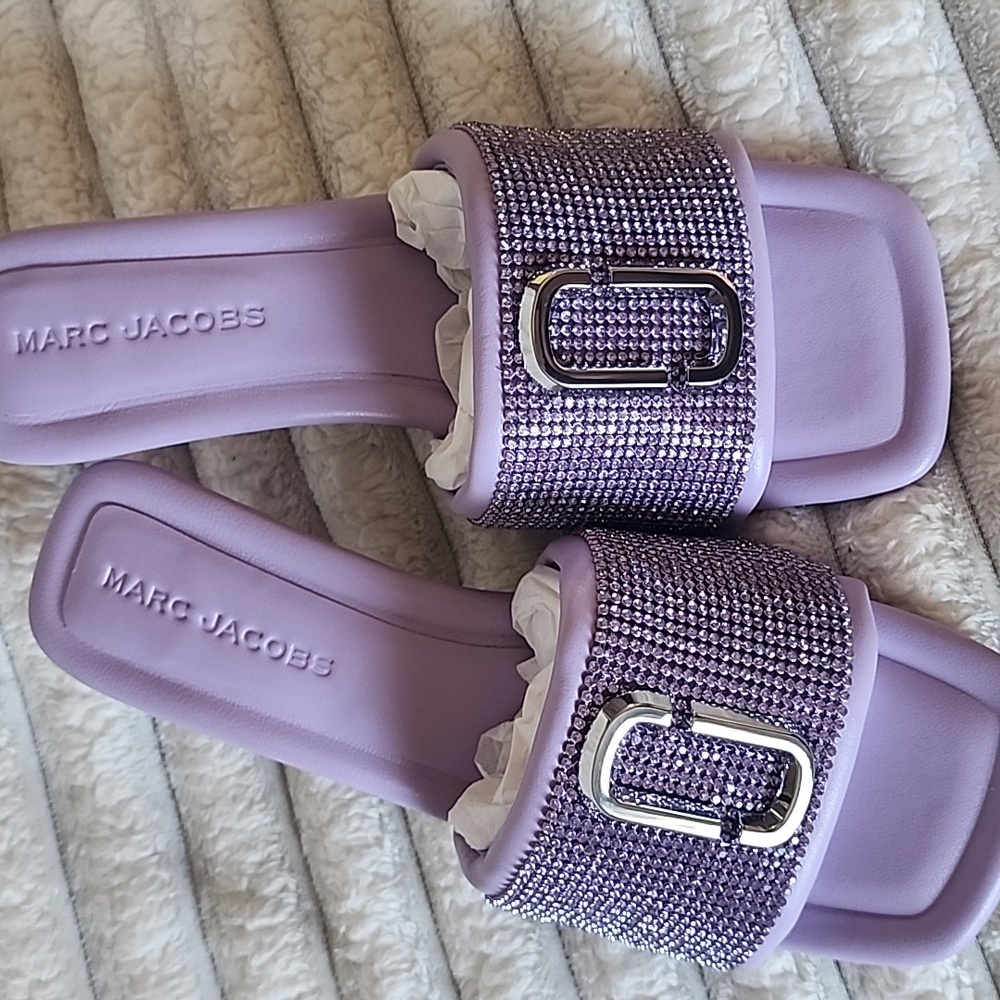 Marc Jacobs Lavender Rhinestone Slides - Picture 2 of 6